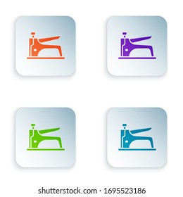 Color Construction stapler icon isolated on white background. Working tool. Set colorful icons in square buttons. Vector Illustration