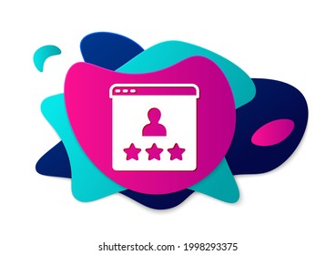 Color Consumer or customer product rating icon isolated on white background. Abstract banner with liquid shapes. Vector