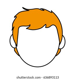 color contour cartoon front view faceless front view man with blond hair