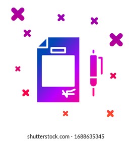 Color Contract money and pen icon isolated on white background. Banking document dollar file finance money page. Gradient random dynamic shapes. Vector Illustration