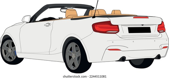 Color convertible sports car with details