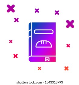 Color Cookbook icon isolated on white background. Cooking book icon. Recipe book. Fork and knife icons. Cutlery symbol. Gradient random dynamic shapes. Vector Illustration