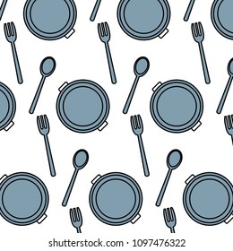 color cooking pot and cutlery kitchen utensils background