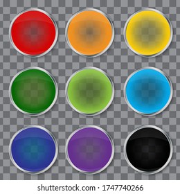 Color cool button. Set of glossy, shiny badges. Vector image. 