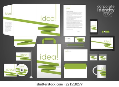 Color corporate identity template design with colorful lines. Vector company style.