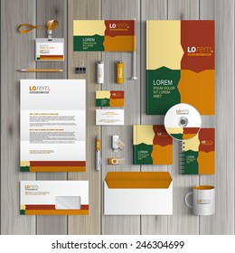 Color corporate identity template design with puzzle elements. Business stationery