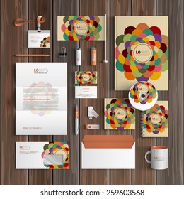 Color corporate identity template design with round central element. Business stationery