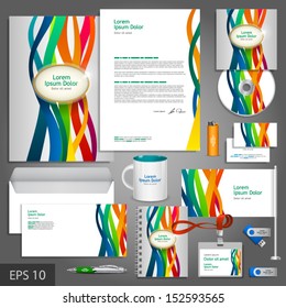 Color corporate identity template with stripes. Vector company style for brandbook and guideline. EPS 10