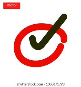 Color Correct Mark icon vector.hand writing style.