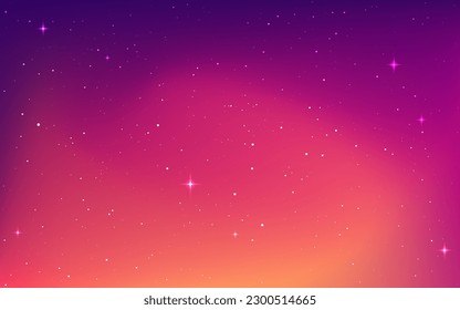 Color cosmos texture. Beautiful universe with constellations. Bright milky way. Gradient space background with shiny stars. Fantasy sky with blur light. Vector illustration.