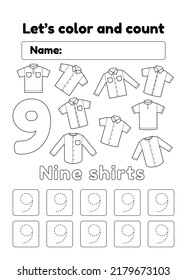 Color and Count Series Writing Exercise Number 09
