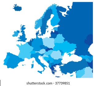 Color Country Map of Europe