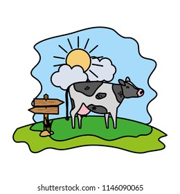 color cow farm animal with wood notices
