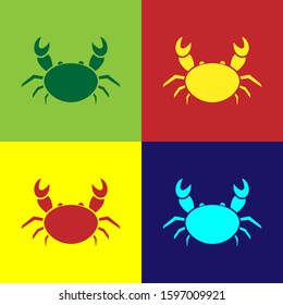 Color Crab icon isolated on color background.  Vector Illustration