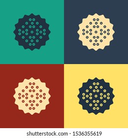 Color Cracker biscuit icon isolated on color background. Sweet cookie. Vintage style drawing. Vector Illustration