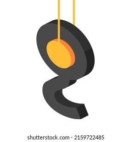 Color Crane gancho sobre fondo blanco en estilo isométrico para impresión y diseño. Ilustración vectorial.