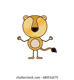 color crayon silhouette caricature faceless of lion animal vector illustration