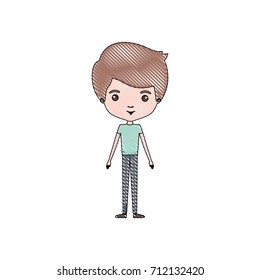 color crayon silhouette caricature thin man in clothes with hairstyle vector illustration
