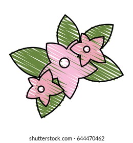 color crayon stripe cartoon bunch flower with leaves