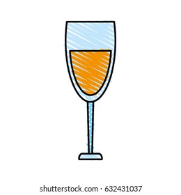 color crayon stripe cartoon glass cup with wine