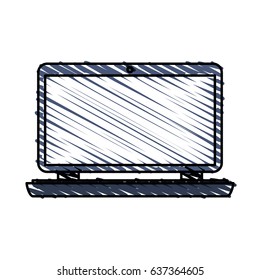 color crayon stripe cartoon laptop computer with flat screen