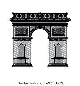 color crayon stripe cartoon monument arch antique architecture