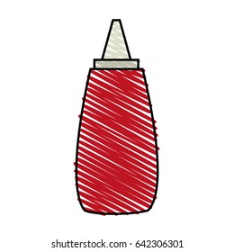color crayon stripe cartoon red jar with tomato sauce
