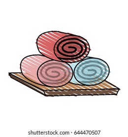 color crayon stripe cartoon set of rolled up colored towels