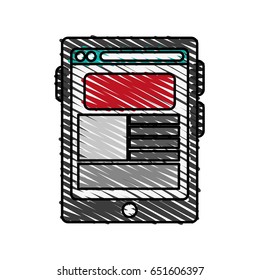 color crayon stripe cartoon tablet technology device with text in display