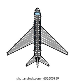 color crayon stripe cartoon top view travel airplane