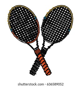 color crayon stripe cartoon two tennis racquets cross