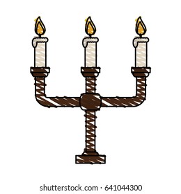 color crayon stripe image candlestick with base and candles