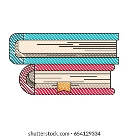 color crayon stripe image of collection of books with bookmark vector illustration