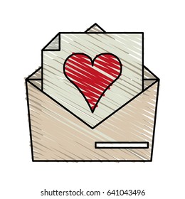 color crayon stripe image envelope mail with heart