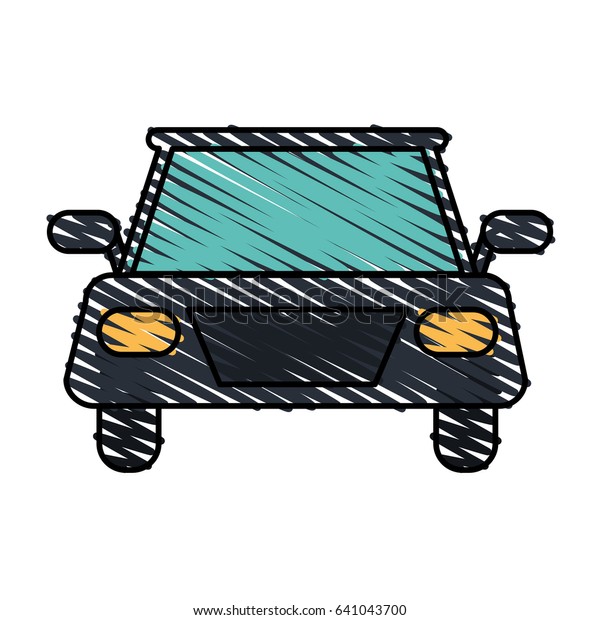 color crayon stripe image front view automobile\
vehicle of transport
