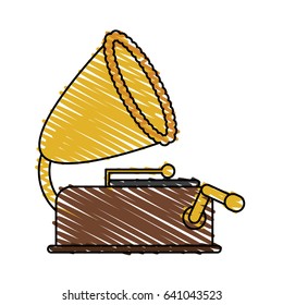 color crayon stripe image old gramophone musical sound icon