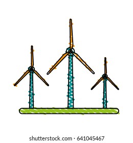 color crayon stripe image wind turbine eolic energy