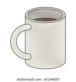 color crayon stripe silhouette of porcelain mug coffee vector illustration