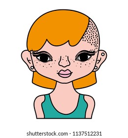 color crazy woman with short hairstyle and blouse