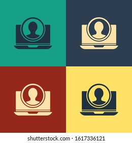 Color Create account screen icon isolated on color background. Vintage style drawing. Vector Illustration