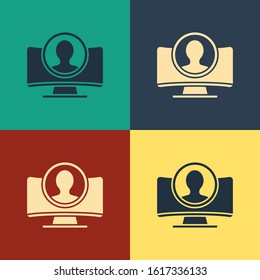 Color Create account screen icon isolated on color background. Vintage style drawing. Vector Illustration