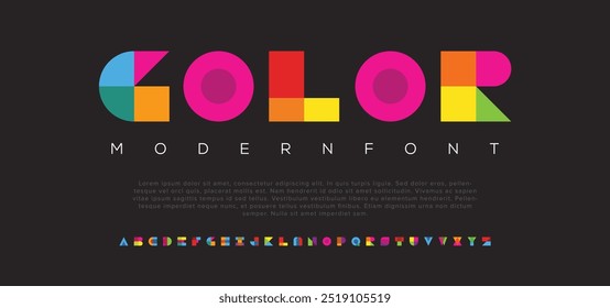 Color Creative modern liquid alphabet display font vector. Unique trendy typography style