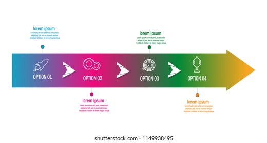 color creative modern timeline infographic template element for workflow,process,presentation with modern timeline arrow line concept design vector