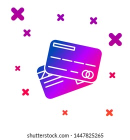 Color Credit card icon isolated on white background. Online payment. Cash withdrawal. Financial operations. Shopping sign. Gradient random dynamic shapes. Vector Illustration