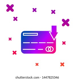 Color Credit card icon isolated on white background. Online payment. Cash withdrawal. Financial operations. Shopping sign. Gradient random dynamic shapes. Vector Illustration