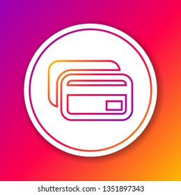 Color Credit card line icon isolated on color background. Online payment. Cash withdrawal. Financial operations. Shopping sign. Circle white button. Vector Illustration