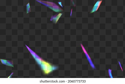 Color Cristal Vector Transparent Background. Bright Foil Realistic Branch. Rainbow Lens Metal Pattern. Shiny Laser Sparkle Banner.