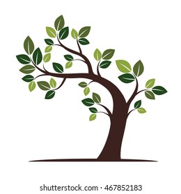 
Color Crooked Tree. Vector Illustration.