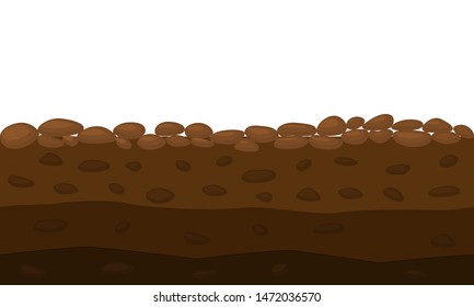 Color Cross Section of Brown Ground . Vector illustration of Slice