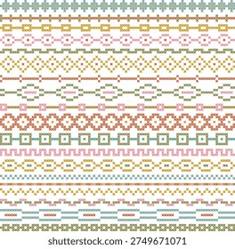 color cross stitch vector border patterns